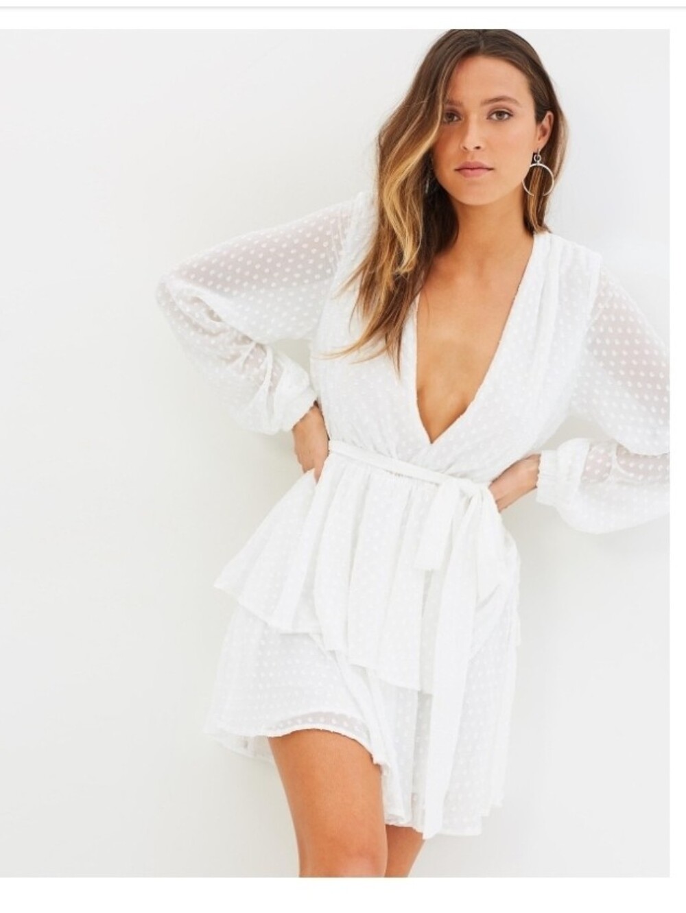 Lioness Princess Polly Plunge Dress White Size L